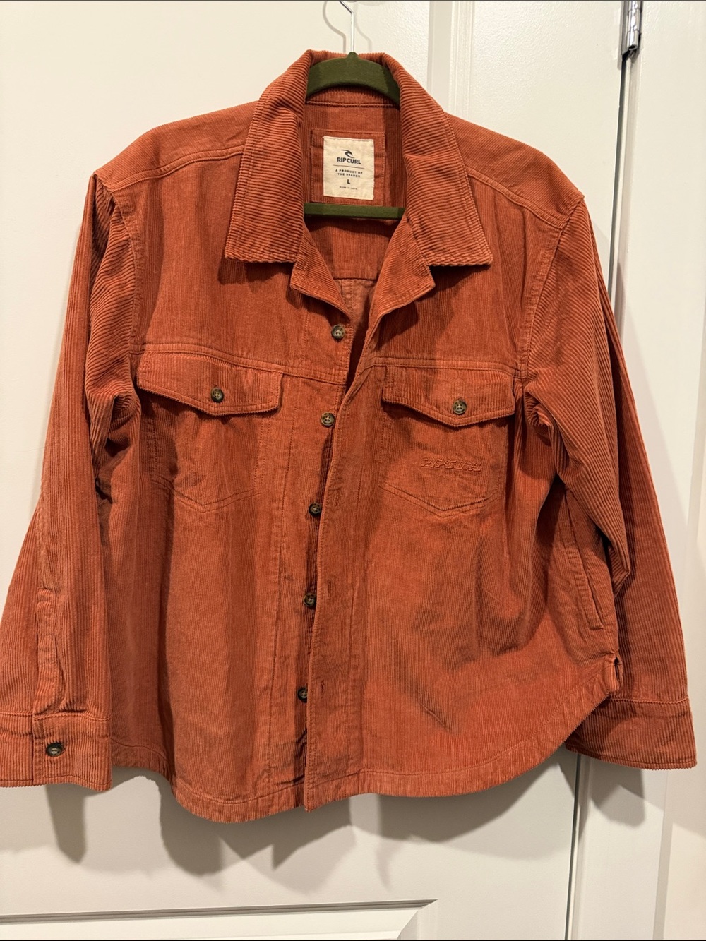Rip Curl Rust Orange Corduroy Button-Front Jacket